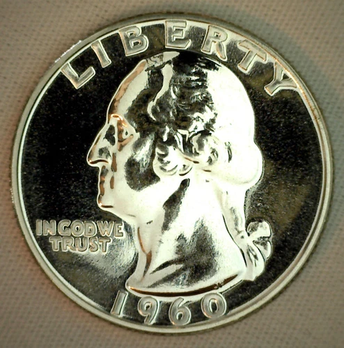 1960 Proof Silver Washington Quarter United States 25 Cent Coin 25c