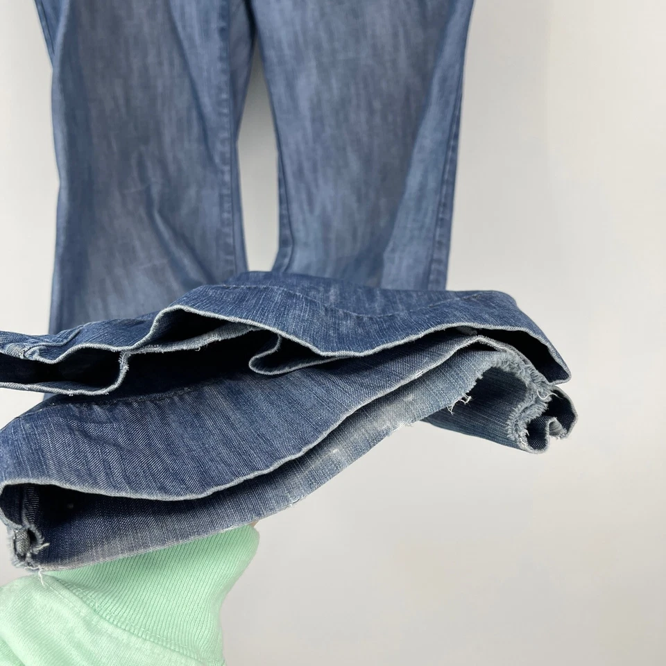 Arden B. Pantalones de mezclilla acampanados de pierna ancha azul oscuro tiro bajo para mujer talla 2 Foto 3 de 4