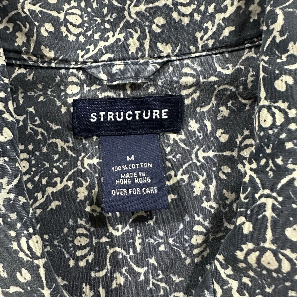 Vintage Structure Button Shirt Men Medium Surf Tropical Short Sleeve Multi Black - Image 2 of 4