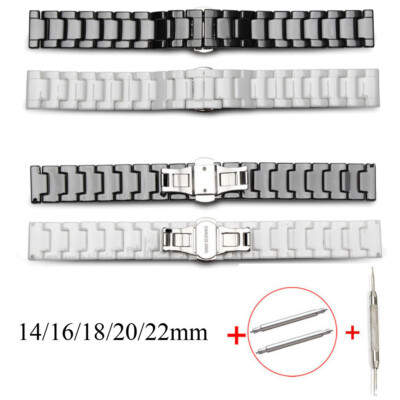 Butterfky Buckle Ceramic Watch Band 20mm 22mm 14mm 16mm Ceramics Strap Women Men
