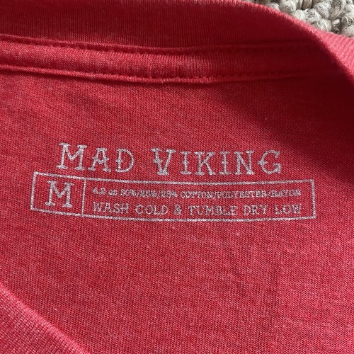 Mad Viking Beard Co T Shirt Mens Medium Red Short Sleeve Skull Lightweight RARE - Picture 9 of 10
