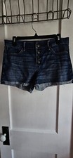 Abercrombie Fitch women denim shorts size 4 button fly distressed