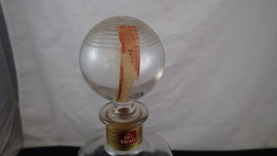 Calvert Extra Whiskey Bottle Ornate Clear Glass Vintage Decanter