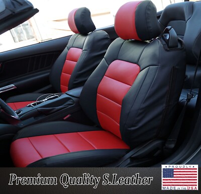 for FORD MUSTANG 2015-2023 BLACK/RED IGGEE CUSTOM FIT 2 FRONT SEAT COVERS