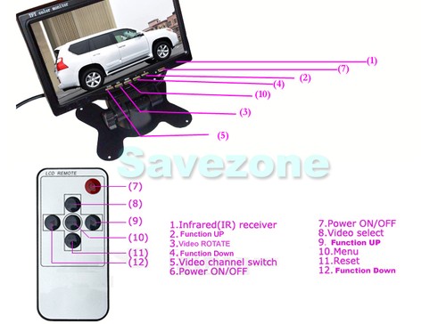 2x White 4 Pin IR Reversing Camera 18LED+ 7" LCD Monitor Car Truck Rear View Kit - Imagen 3 de 12