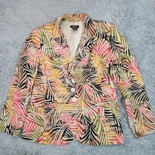 Metro Style Blazer Womens 8 Petite Jacket Coloful Floral Career Casual Fun Style