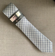 Alfani Men's Neck Tie ALFATECH Gino Plaid Blue/Grey 3" Blade