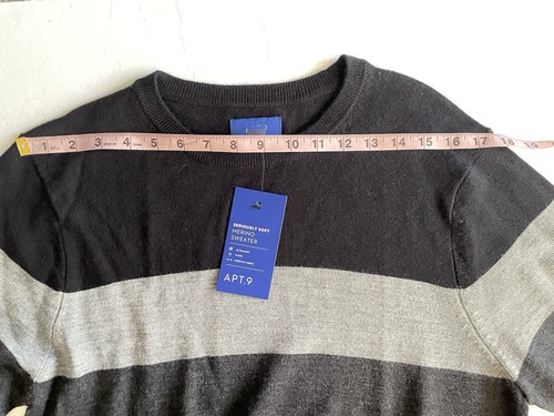 apt.9 man's size M black gray soft merino Crewneck long sleeve sweater - Picture 8 of 17