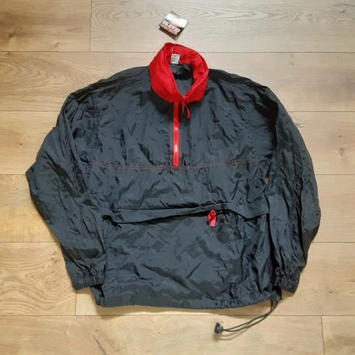 Vintage Marlboro Packable Windbreaker Jacket Adult Medium Red Black Pullover New video thumbnail