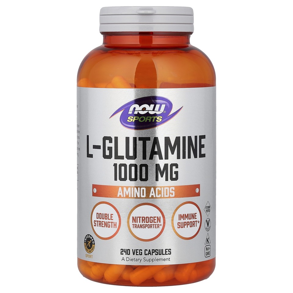 Now Foods Sports L-Glutamine Double Strength 1000 mg 240 Capsules GMP Quality
