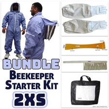 Adult 2XS Premium Bee Keeper Suit Kit by Jawadis with Gloves, Hive Tool & Brush