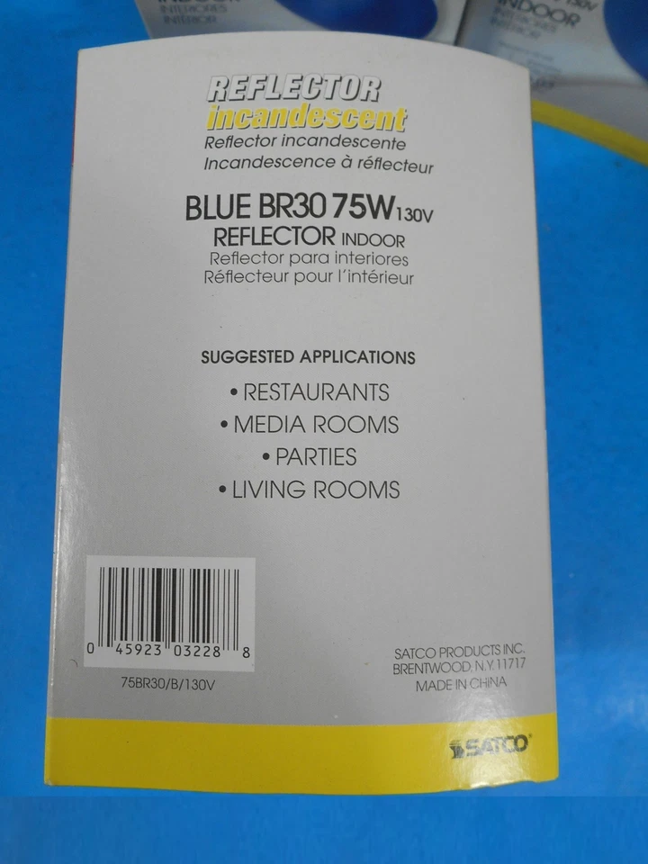 4X Satco Blue BR30 75W Indoor Reflector S3228 Light Bulbs - Image 4 of 4