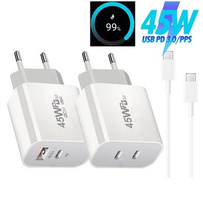 für Apple iPhone, iPad, iPadPro 45W Dual Usb C Adapter Ladegerät Usb C Ladekabel