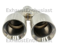 Dual 4 Out Exhaust Tip 3 In 304 Stainless Steel Double Wall Straight Cut Tips