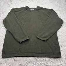 Vintage 90's Eddie Bauer Women's L Green Crew Pullover Sweater Cotton Gorpcore