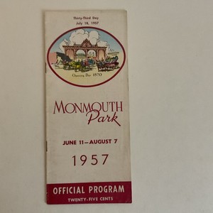 Monmouth Park Horse Racing Program Vintage (7/18/1957) - New Jersey