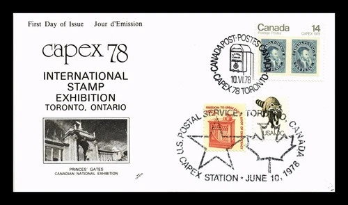 COVER CAPEX 78 TORONTO ONTARIO CANADA FDC COMBO DUAL CANCEL THERMOGRAPHED