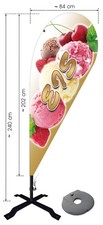 Beachflag Eis ca 240 cm Werbung Cafe Fahne Kaffee Banner Gelato Konditorei MF052