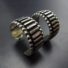 Industrial Modernist TOM HAWK Navajo WIDE HOOP Pierced EARRINGS Sterling Silver