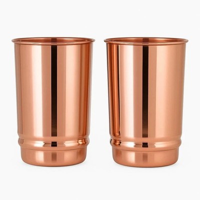 Pure Copper Drinking Cups - Ayurvedic Health Tumblers   2 pcs. set -LACQUER Free