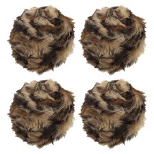 35yds Faux Fur Yarn, 4 Skeins 50g 0.4"OD Fuzzy Yarn Fluffy Yarn, Yellow Brown