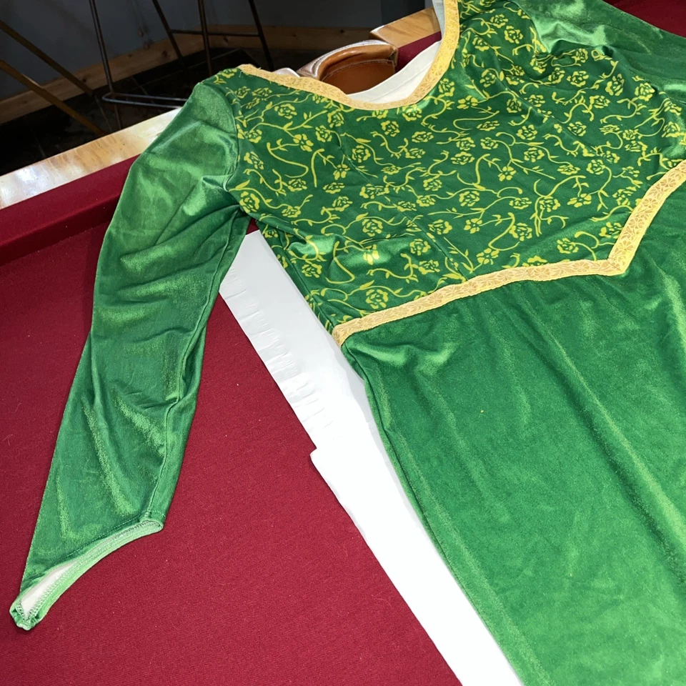 Princess Fiona SHREK Green Velvet LONG DRESS Gold Flowers 2XL WOMEN’s Halloween - Image 4 of 4