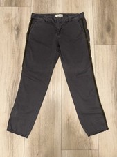 Nili Lotan Mid-Rise Straight Leg Pant in Black Raw Hem Size 4 Side Details