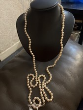 Single Strand Long Pearl Beaded Necklace Knotted 5mm Beads 123cm/48.5Inch