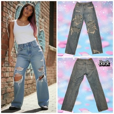 American Eagle 28'' Zerstört Blau Jeans Dem Höchsten Bund Damen Größe 26