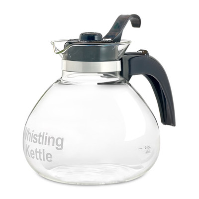 Cafe Brew Glass 12 Cup Stove Top Whistling Tea Kettle