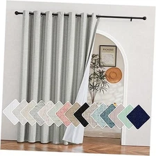  Extra Wide 100% Blackout Linen Curtain Panel, 100"W x 84"L (Pack of 1) Grey