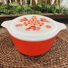 Vintage Pyrex Red Friendship Birds  1 &1/2 Qt 474-B Casserole Dish W/Lid