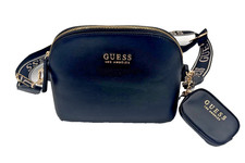 NWT Guess Los Angeles Black Crossbody Bag Gold Hardware Logo Strap Coin Pouch