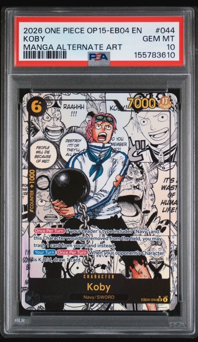 PSA10 KOBY コビー MANGA ALTERNATE ART コミパラ 2026 One Piece Adventure on Kami's Island Koby Manga Art Alt #EB04