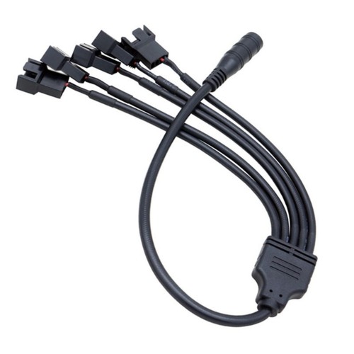 5.5x2.1mm Power Supply Plug to 5Pcs 4Pin PC Fan Power Adapter Cable Fan - Photo 6/10