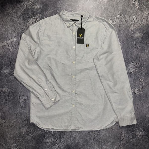 Men Lyle & Scott Shirt Grey Cotton 42