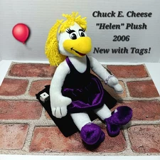 Chuck E. Cheese Plush Helen 11" 2006 Clean Purple Dress New W/ Tags