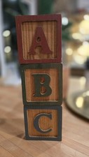 Vintage Year 1992 Alphabet Wood ABC Blocks Ornate Letter Decor Child's Room 149