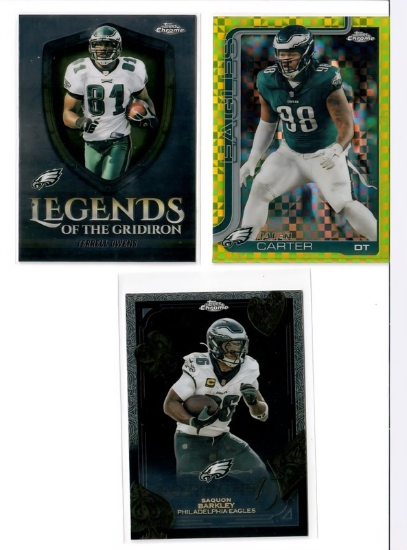 2025 Topps Chrome Philadelphia Eagles 7 Card Lot Green XFractor Saquon DeJean RC