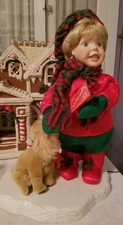 Santa's Best Animated GIRL CAROLER WITH PUPPY;VGC; 1997 VTG; W/AC Adapter,No Box