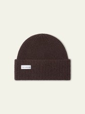 Men’s Ribbed Cashmere Blend Beanie Brown
