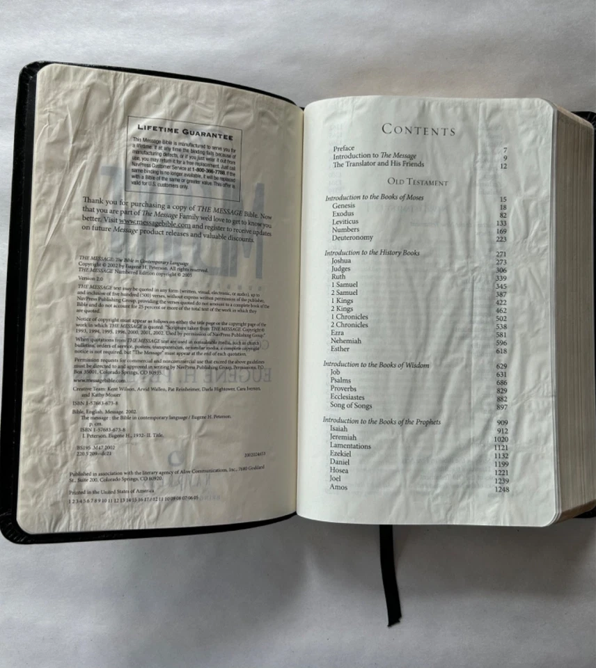 The Message Bible in Contemporary Language Eugene Peterson Leather Black - Image 4 of 4