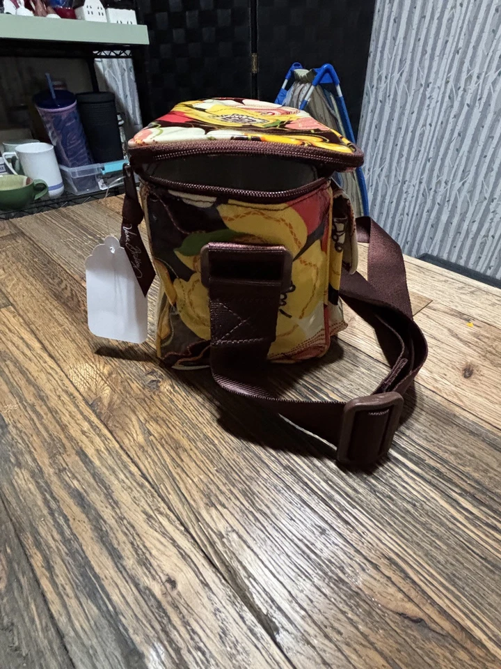 Fiambrera Vera Bradley Retro Años 70 Estampado Floral Marrón Amarillo Foto 3 de 4