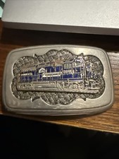 Vintage Railroad Locomotive TRAIN Gold Tone Themed Belt Buckle