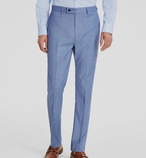 Calvin Klein Men's Blue Flat-Front Stretch Slim-Fit Dress Pants Size 34W 32L