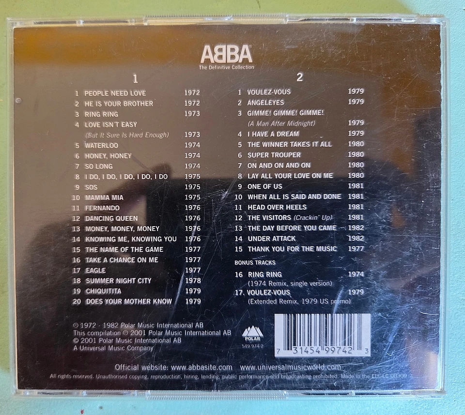 ABBA - The Definite Collection 2CD EU 2001 Zustand: CD1: akzeptab CD2: sehr gut - Bild 4 von 4
