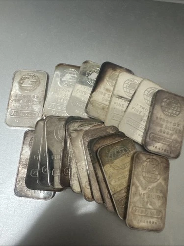 🔥🔥Vintage Engelhard 18 x 1 oz. 999 Silver Bar with  Serial Numbers With Toning