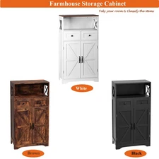 Farmhouse Storage Cabinet Bathroom Floor Cabinet Kitchen Pantry w/Drawer 3 Color