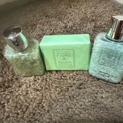 The Luxury Fiore Acqua Bath Salts Organic Care  and soap Set of 3 Aromatherapy
