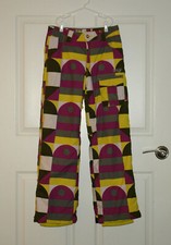 Girl's ORAGE Purple Yellow Grey White Geo Print Ski Snowboard Pants Size 14